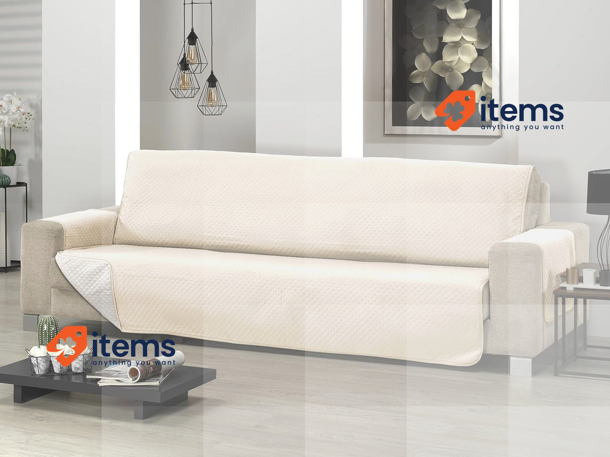 Martina Home Diamond 4 Seater Sofa Cover Polyester Linen, Beige/Linen 4-Seater