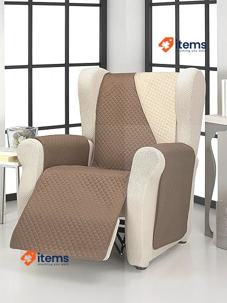Martina Home Diamond Sofa Cover Reversible Padded Sofas, Beige/Brown Slip Covers