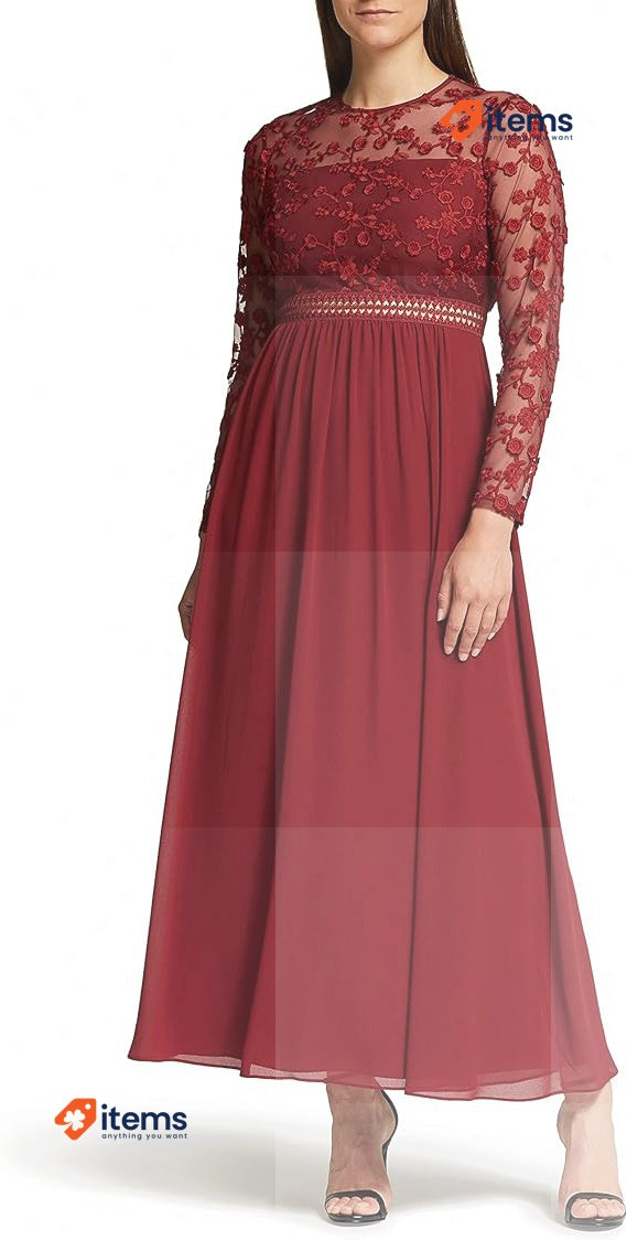 TRUTH & FABLE Women's Maxi Chiffon A-Line Dress
