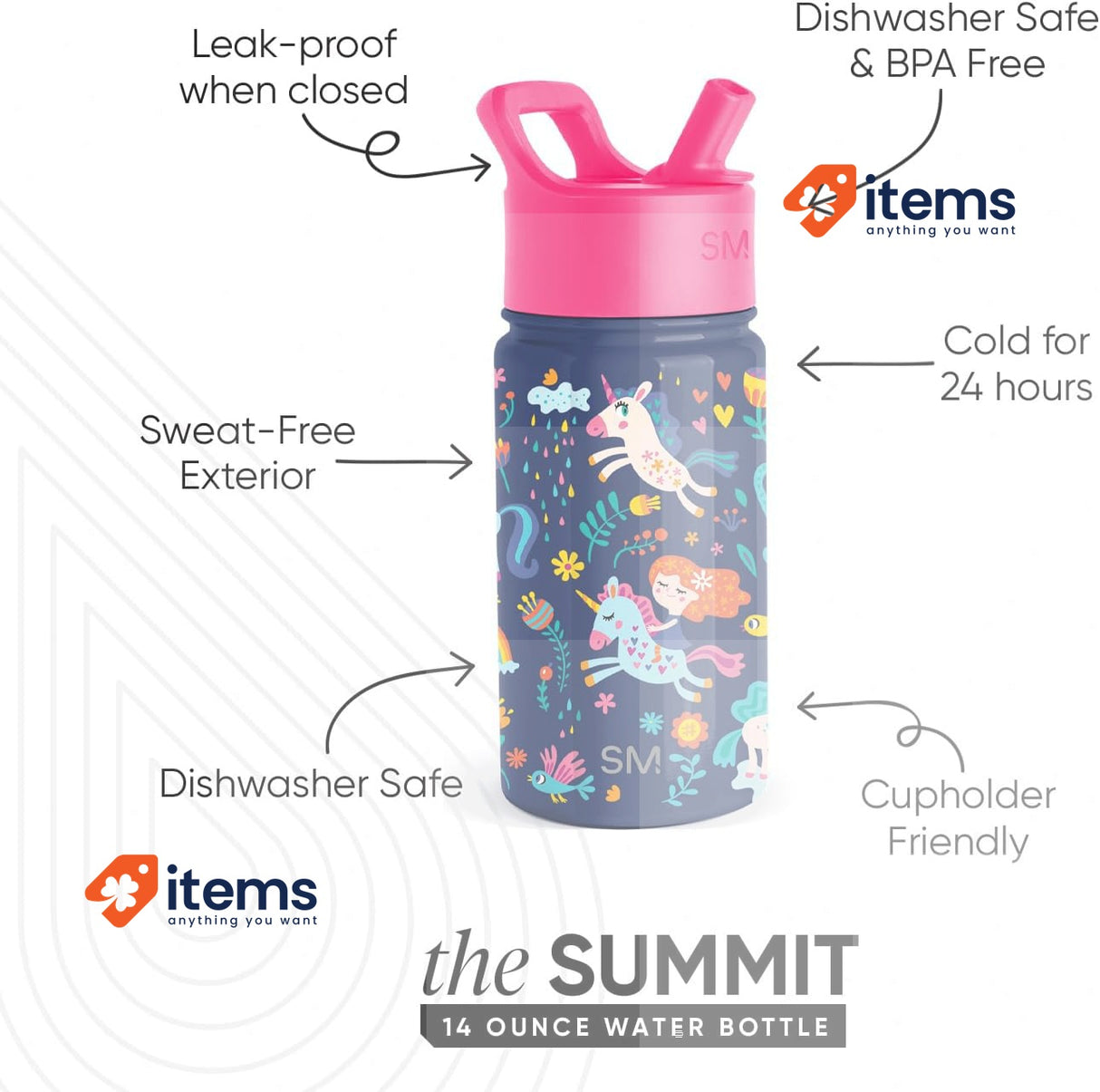 Simple Modern Children's Water Bottle with Straw | Reusable Insulated Stainless