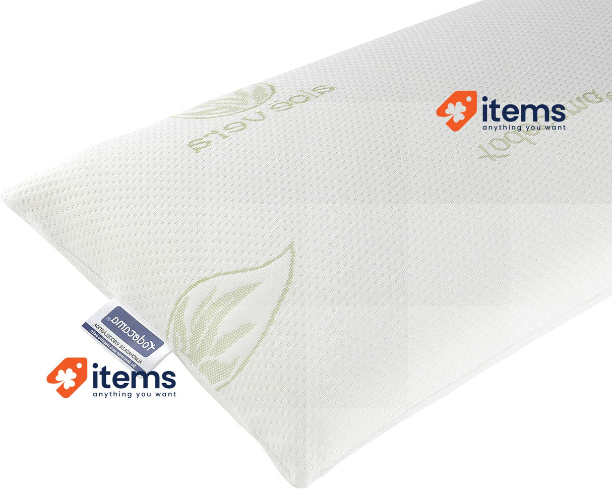 Todocama - Memory Foam Pillow, Compact Core, Double Zippered Cover, 80 cm Aloe