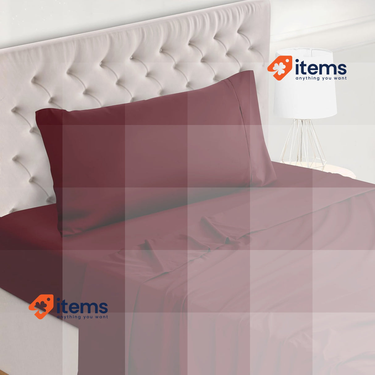 Utopia Bedding 4-Piece Bed Sheet Set 180 x 200 cm Burgundy Red 1 Flat, 1 Fitted