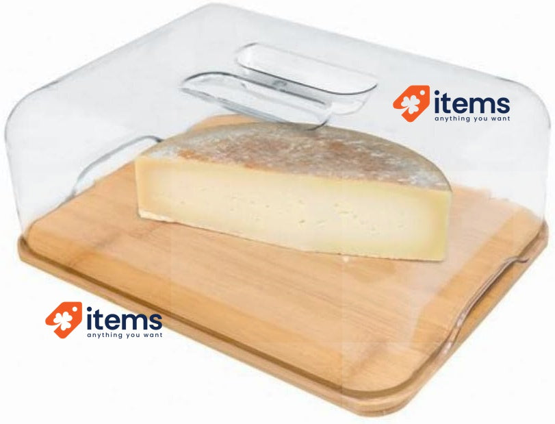 Nerthus FIH 676 - Cheese Box, Bamboo Base And PVC Lid, 27L X 10,5l 21H Cm
