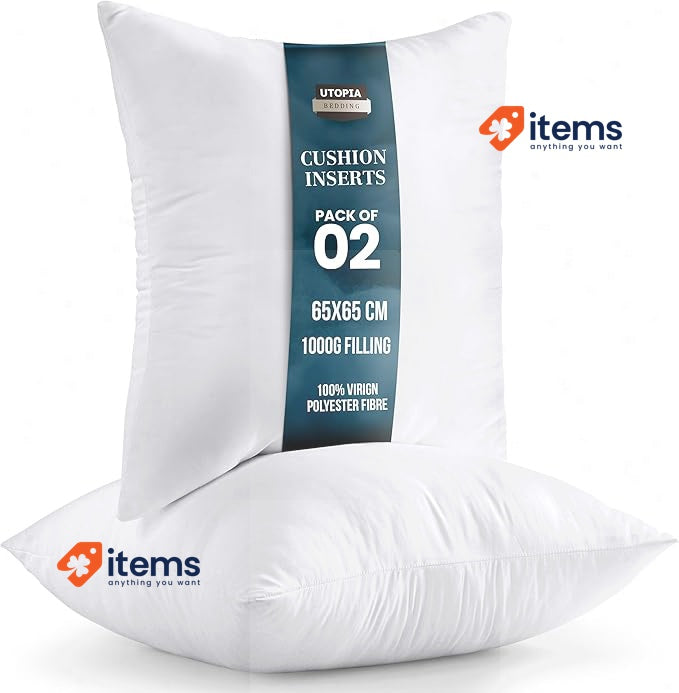 Utopia Bedding Cushion Inserts (Pack of 2) – 65x65 cm White Cushion Fillers 65cm