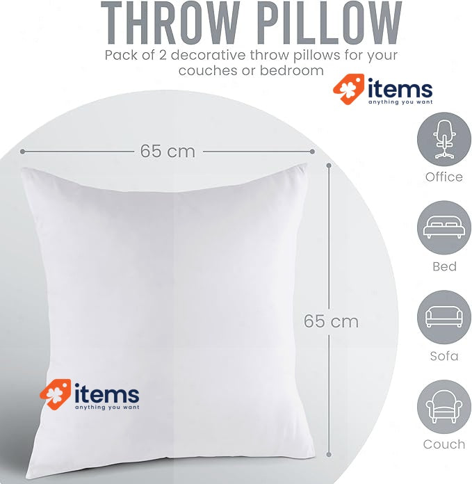 Utopia Bedding Cushion Inserts (Pack of 2) – 65x65 cm White Cushion Fillers 65cm