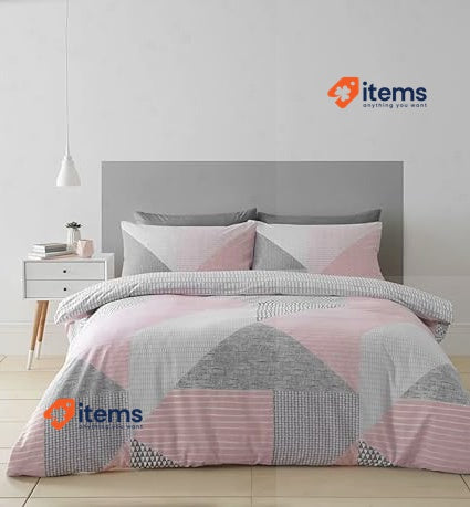 Catherine Lansfield Larsson Geo Reversible Single Duvet Cover Pink