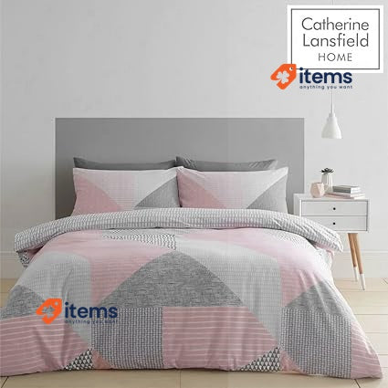 Catherine Lansfield Larsson Geo Reversible Single Duvet Cover Pink