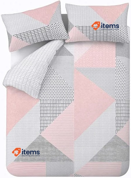 Catherine Lansfield Larsson Geo Reversible Single Duvet Cover Pink
