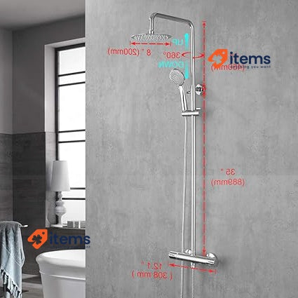 Ibergrif - Shower System, Square Mixer Tap Set, Chrome