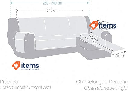 Eysa Rabat Practica Chaise Longue Cover 240cm. Camel - 240 CM, CM Color 01/Camel