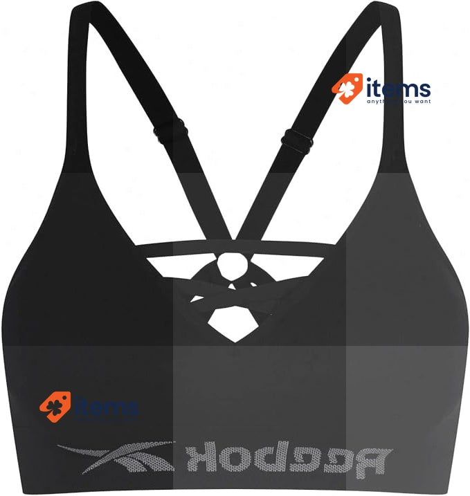 Reebok Women's Seamless Bra Maryna Marl Base Layer Top Black XS Grey White Bras