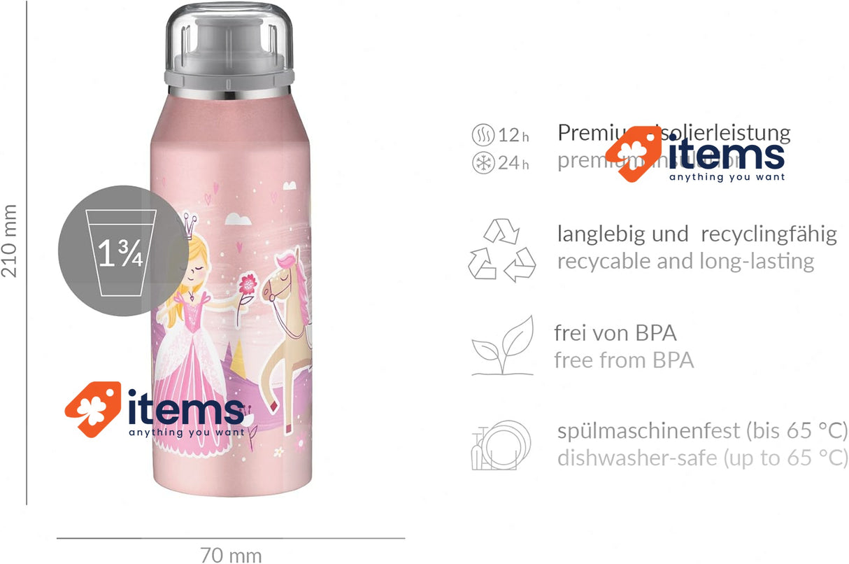 Alfi IsoBottle Princess 350 ml Stainless Steel Insulated Bottle Leak-Proof