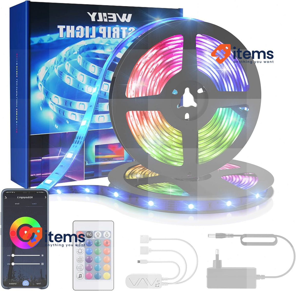 Weily LED Strip 15 m Flexible Colour Changing Smart WiFi Control 450 LED RGB