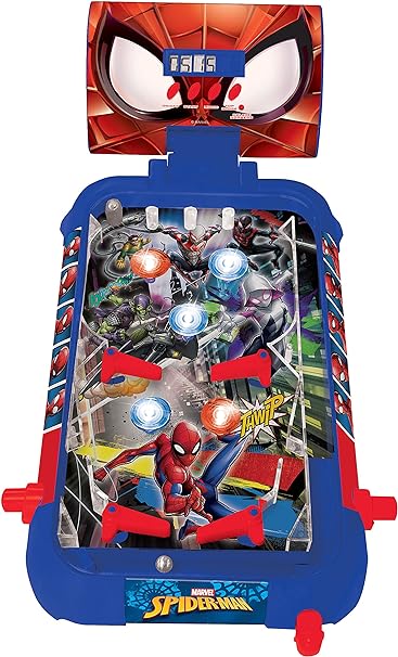 Lexibook JG610SP- Spider-Man Electronic Table Pinball Machine, Blue/Red