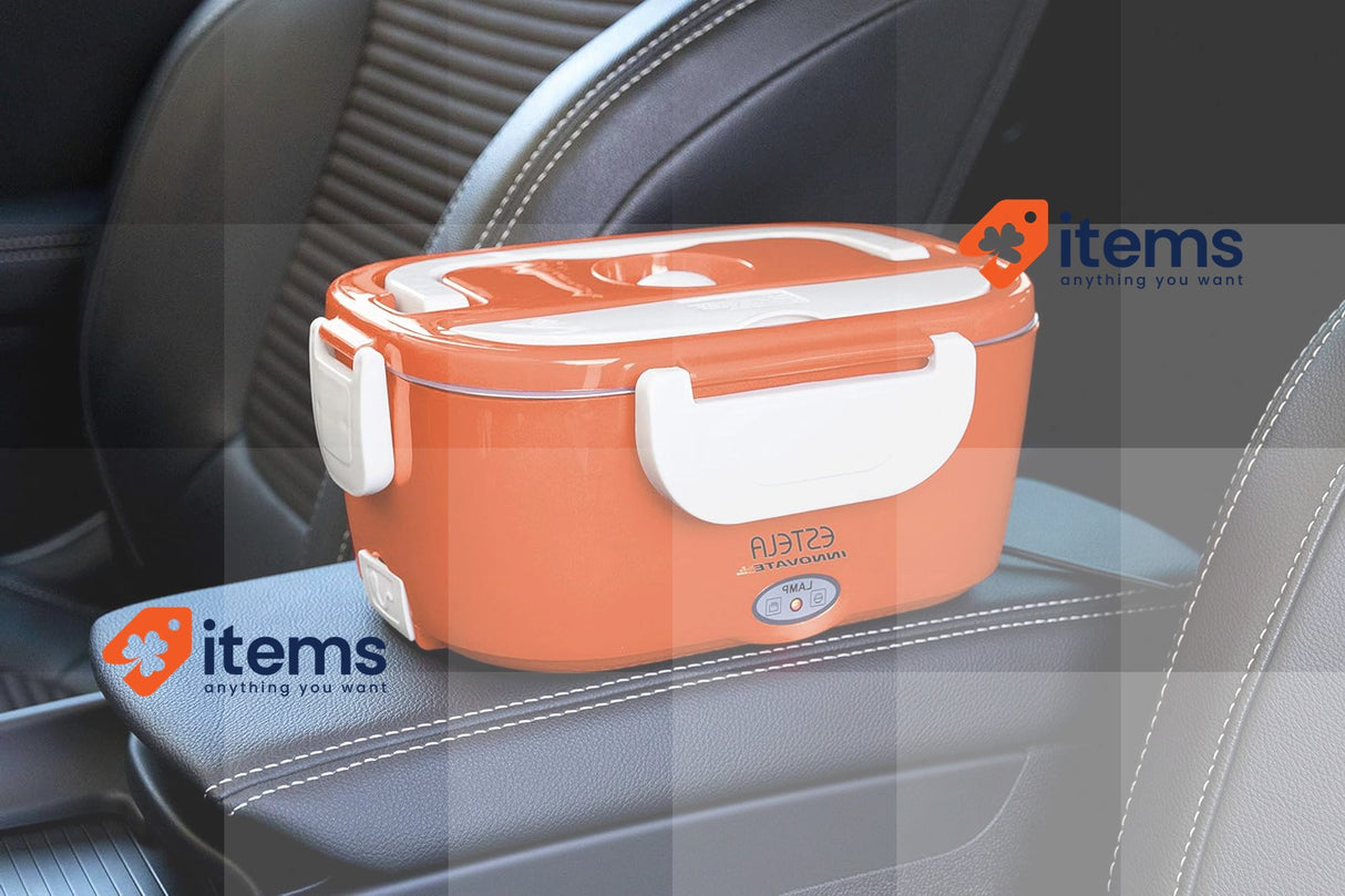 Bc Corona INV00001 Electric Lunch Box Estela 12V / 24V 220V 1.05L, Orange White