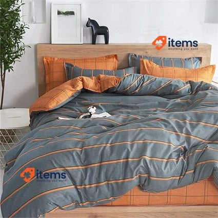 Treer Duvet Cover Set 3 Pieces Orange Gray,220x230cm