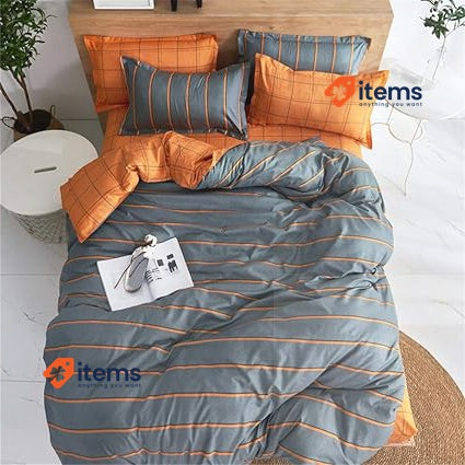 Treer Duvet Cover Set 3 Pieces Orange Gray,220x230cm