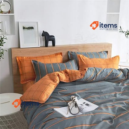 Treer Duvet Cover Set 3 Pieces Orange Gray,220x230cm
