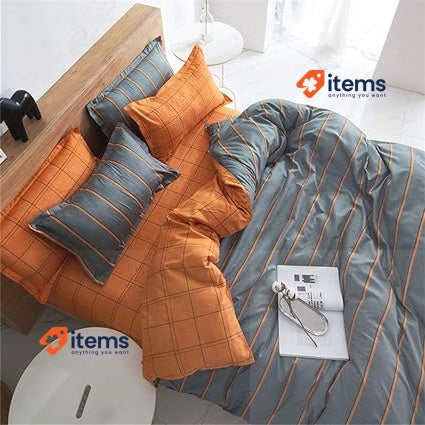 Treer Duvet Cover Set 3 Pieces Orange Gray,220x230cm
