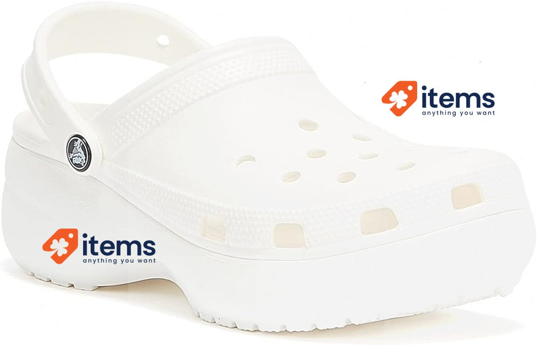 Crocs Women's Classic Platform Clog White, 38/39 EU W Clogs UK Sandals Beach