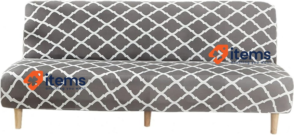 Mingfuxin Armless Sofa Bed Cover Grey Non-Slip BTC02 Gray Spandex Stretch Futon