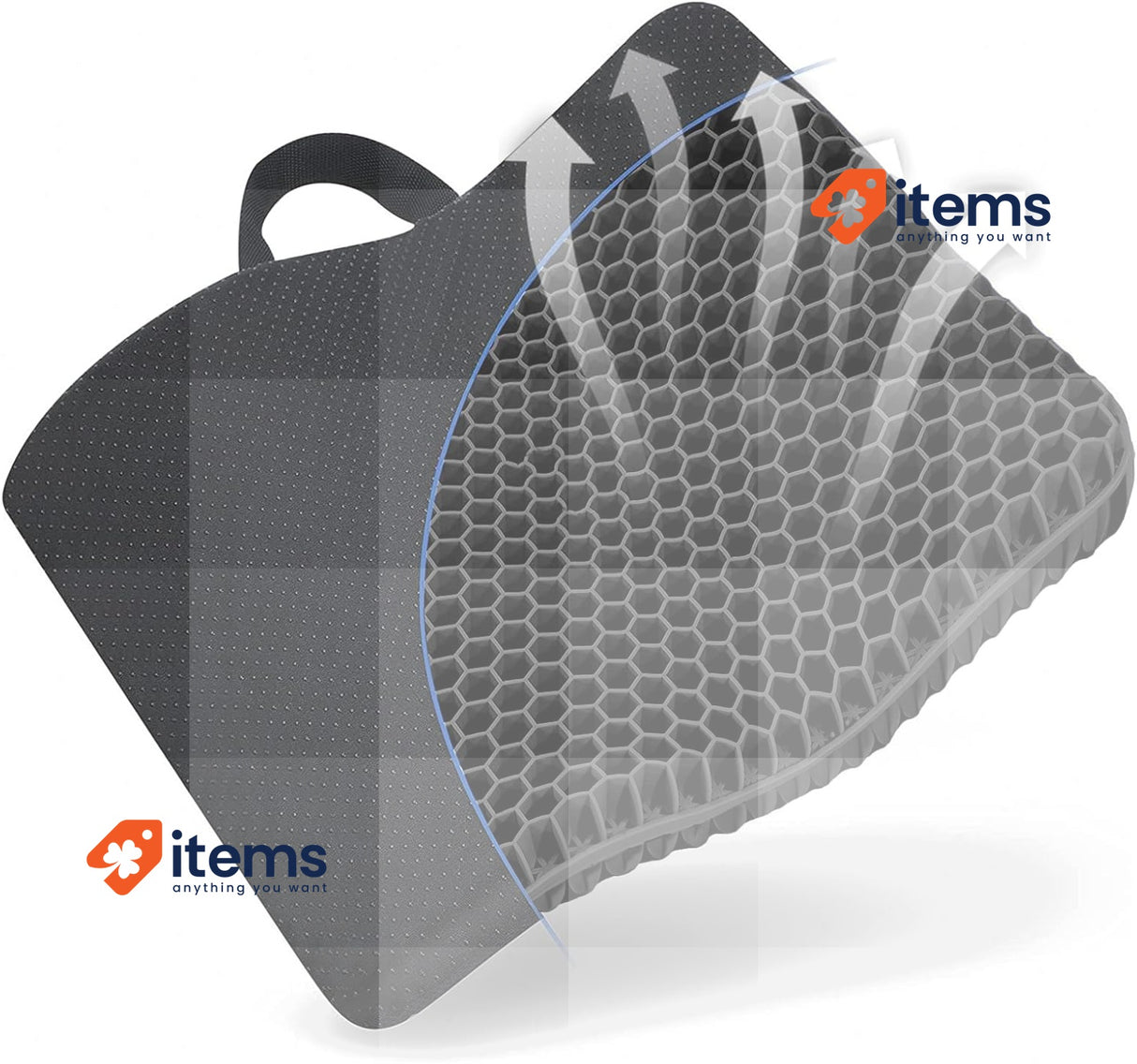 Fzitiy 2024 New Gel Seat Cushion for Long Sitting Black, 43.5X39X4 cm