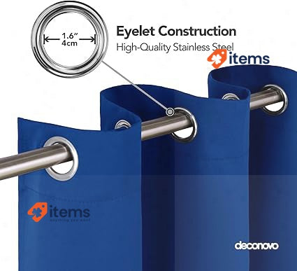 Deconovo Solid Curtain Blackout Material Eyelet Royal Blue Thermal Insulated Top