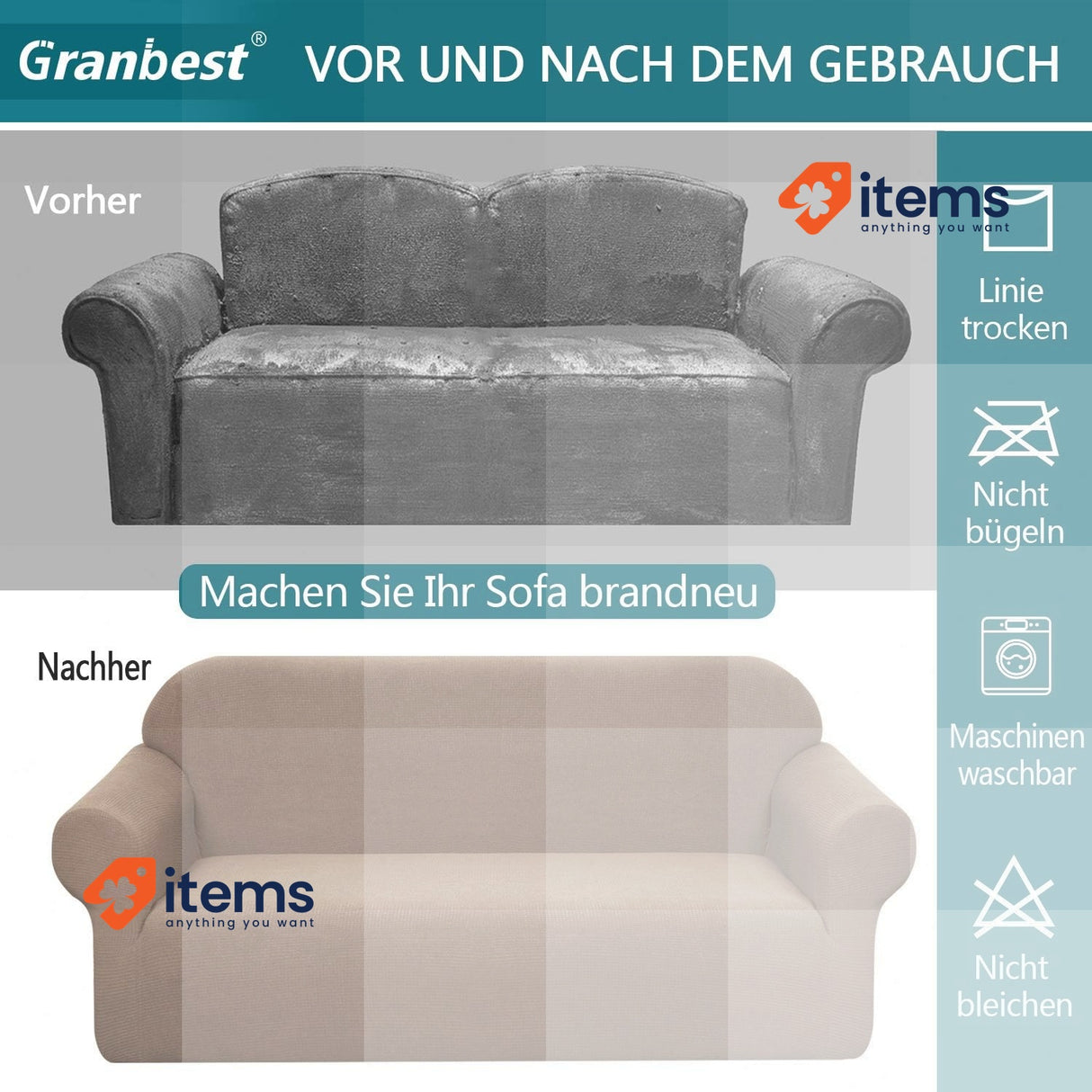 Granbest Stretch Waterproof Sofa Cover 1 Piece Spandex