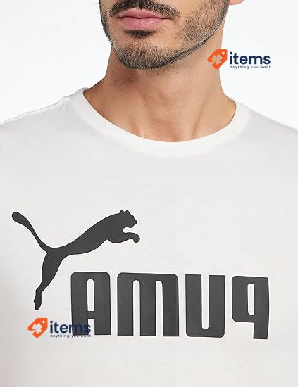 PUMA Ess Logo Tee, Men's Sport T-Shirt White XXL "Puma" Text w/Cat, Classic Logo