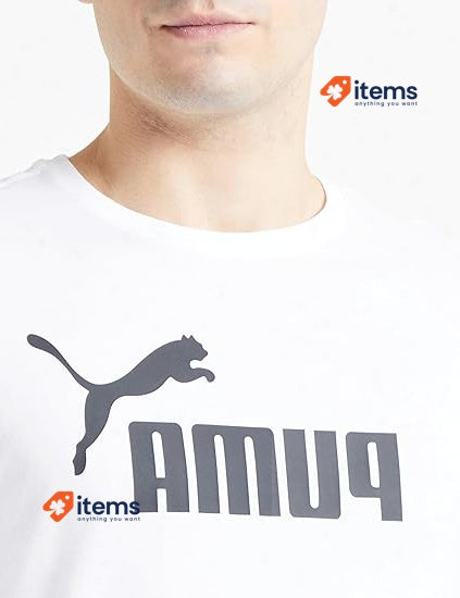 PUMA Ess Logo Tee, Men's Sport T-Shirt White XXL "Puma" Text w/Cat, Classic Logo