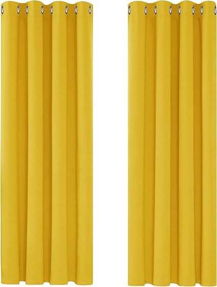 Deconovo Home Decoration Blackout Curtains Mellow Yellow W55 X L87 One Pair Baby