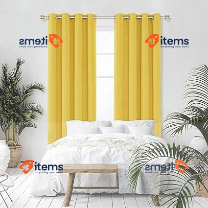 Deconovo Home Decoration Blackout Curtains Mellow Yellow W55 X L87 One Pair Baby