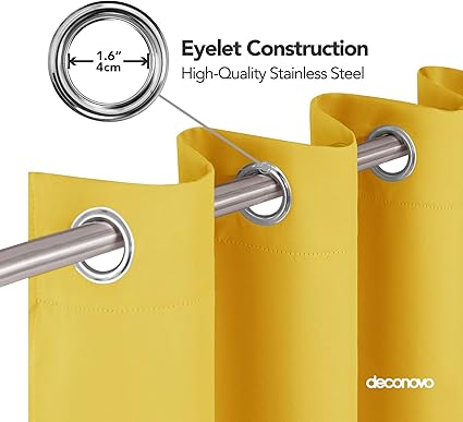 Deconovo Home Blackout Curtains Thermal Insulated Mellow Yellow
W55 x L87