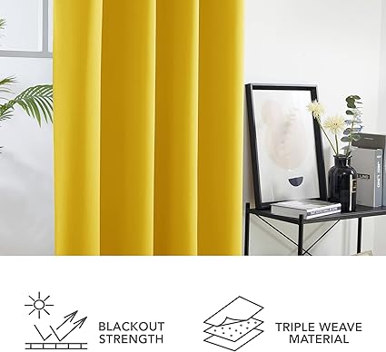 Deconovo Home Blackout Curtains Thermal Insulated Mellow Yellow
W55 x L87