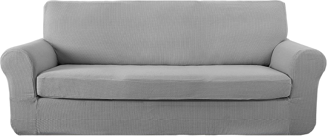 Deconovo Stretch Jacquard Sofa Cover 3 Seater Sofa Cover 180-230 cm Light Grey