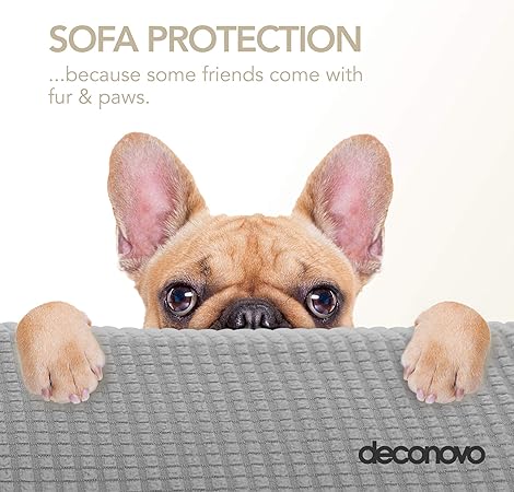 Deconovo Stretch Jacquard Sofa Cover 3 Seater Sofa Cover 180-230 cm Light Grey