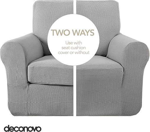 Deconovo Stretch Jacquard Sofa Cover 3 Seater Sofa Cover 180-230 cm Light Grey