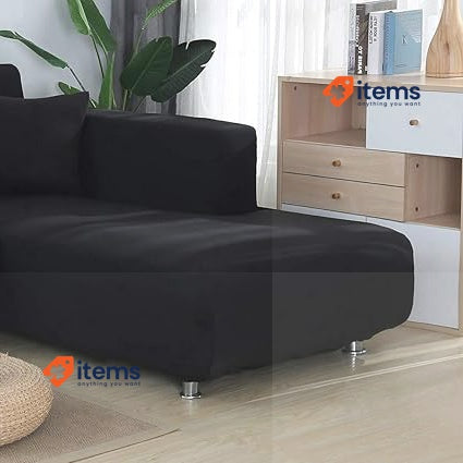 laamei Modern 2-Piece L-Shaped Corner Sofa Cover with Armrests Black
