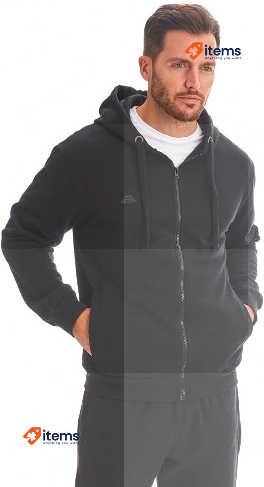 Iron Mountain Mens Reclaimed Yarn Eco Friendly Anti Pil Soft Fleece Black Hooded