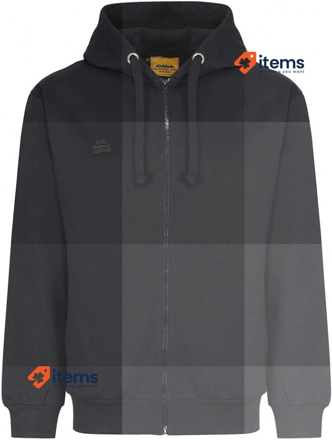 Iron Mountain Mens Reclaimed Yarn Eco Friendly Anti Pil Soft Fleece Black Hooded