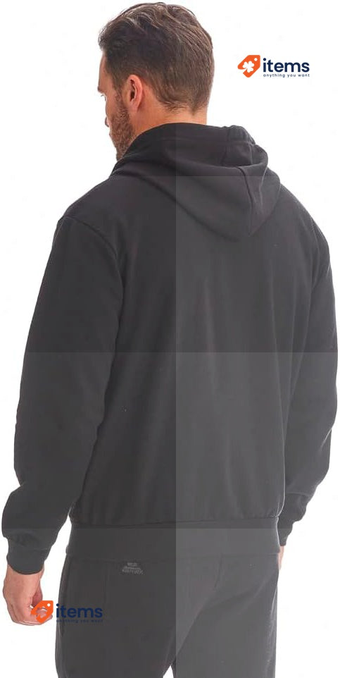 Iron Mountain Mens Reclaimed Yarn Eco Friendly Anti Pil Soft Fleece Black Hooded