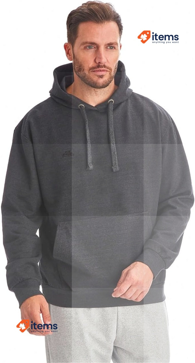 Iron Mountain Mens Soft Fleece Pullover Hooded Hoodie Charcoal Marl M Reclaimed