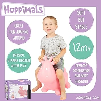 Hoppimals T-TFF-NN138 COW Tootiny Space Hopper Toy, 1 Year and Up, Pink