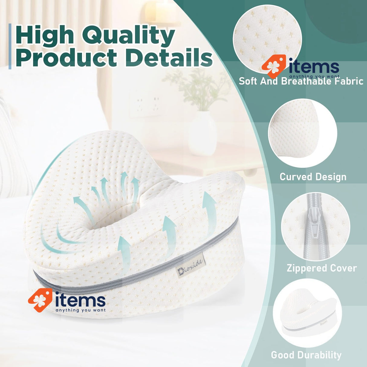 Dioxide Memory Foam Orthopaedic Leg Pillow For Sleeping On Side Better Sleep
