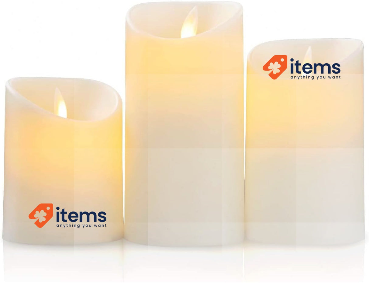 SALCAR Set of 3 LED Candles, Flameless LED Candles Light Warm with Battery 15 cm