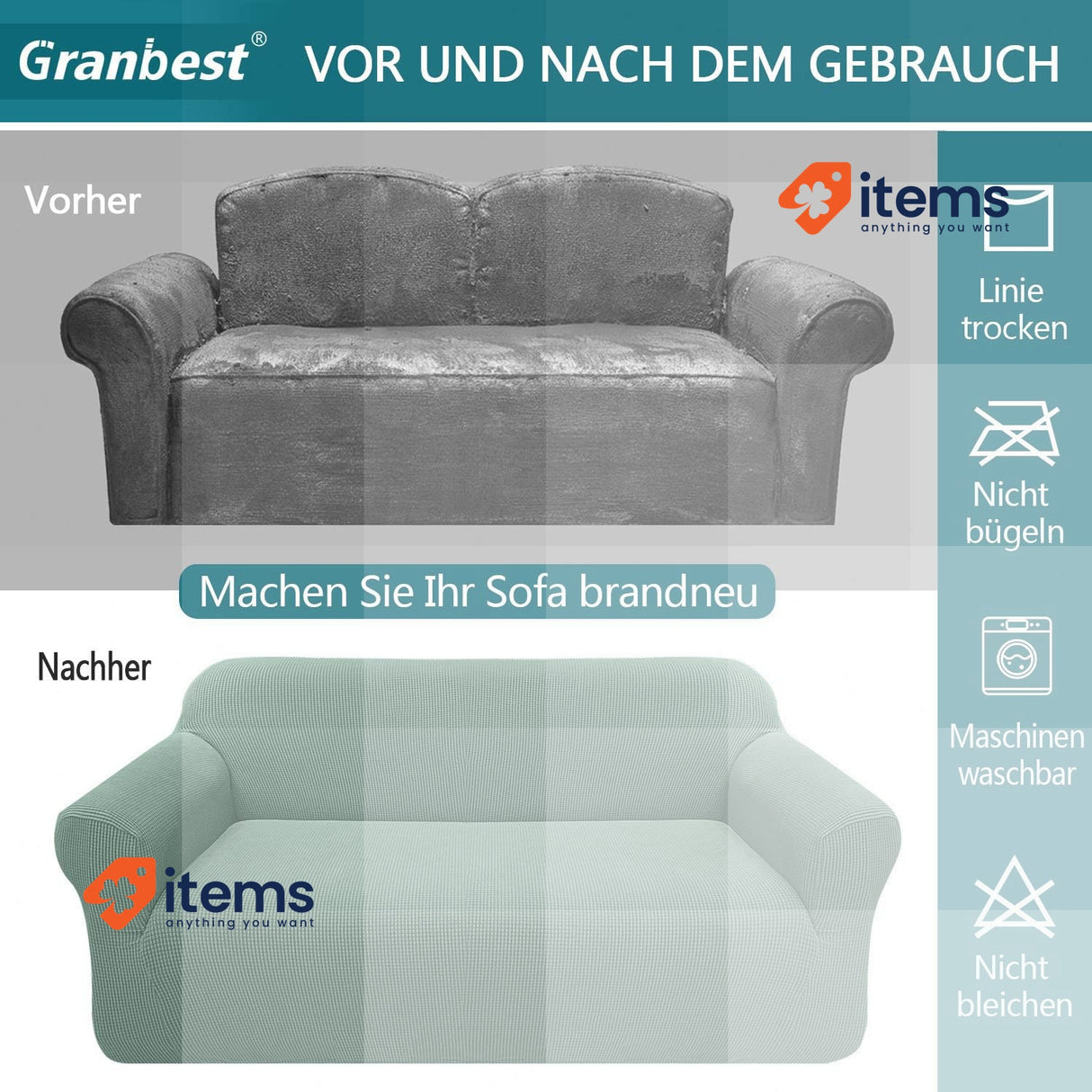 Granbest High Stretch Sofa Cover Modern Sofa Green