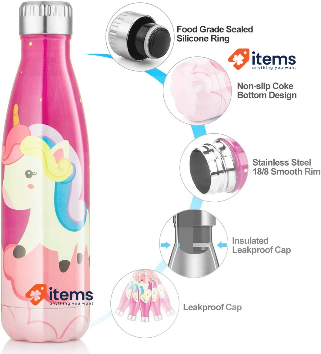 Hutigertech Stainless Steel Water Bottle Vacuum Insulated Metal Hours Hot 350ml