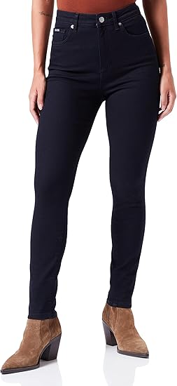 BOSS Women's Jeans Midi Dress Asymmetric Neckline Black XL