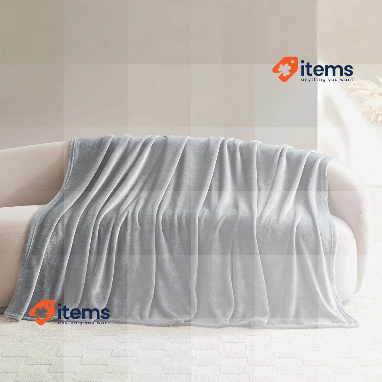 WAVVE Fleece Blanket Sofa Throw, Double/Twin Size, 150 x 200 cm, Grey Size Gray