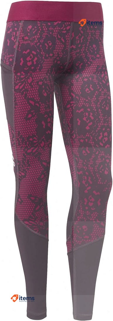 Adidas Women's Ask Aiq2 Pants Pull On Tights Power Berry/Print XXS Tight